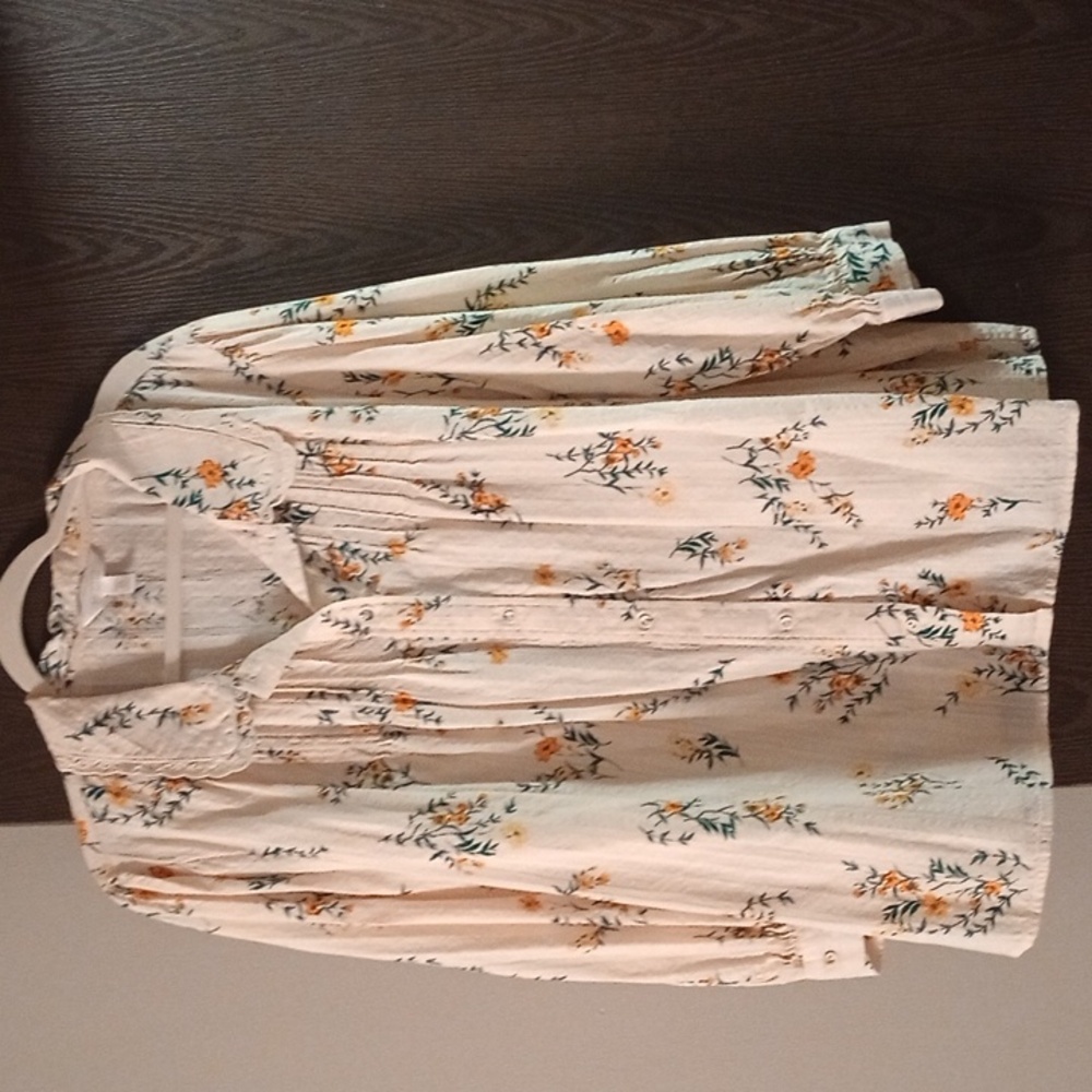 LC Lauren Conrad Cream Floral Blouse
